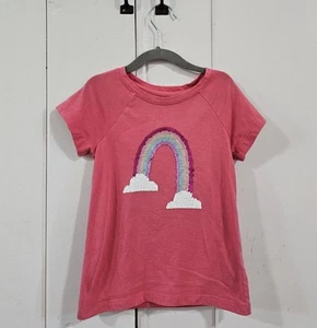 Cat & Jack Pink Flip Sequin Rainbow Short Sleeve Tshirt XS - Picture 1 of 6