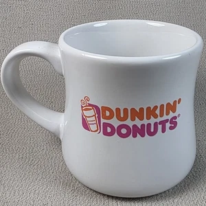 Dunkin Donuts Diner Mug Heavy White Orange Pink Logo Coffee Cup Vintage Retro - Picture 1 of 3