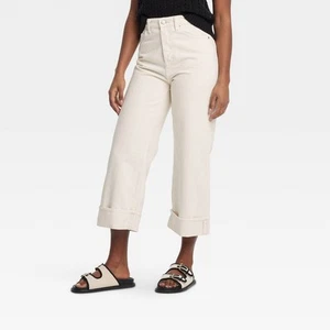 Women's High-Rise Cropped Vintage Wide Leg Jeans - Universal Thread - Picture 1 of 12