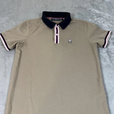 Camisa Polo Psycho Bunny Para Hombres Medio Tostado Azul Marino Pima Algodón Calavera Logo Golf Foto 1 de 4