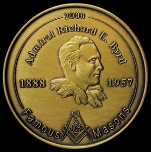 Medaglia rito scozzese 2000 ammiraglio Richard E. Byrd esploratore polare famosi massoni - Foto 1 di 2