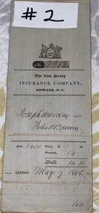 #2-Lot 1-Used, NJ Fire Insurance Company Newark, New Jersey-1848-Joseph Warren - Picture 1 of 3