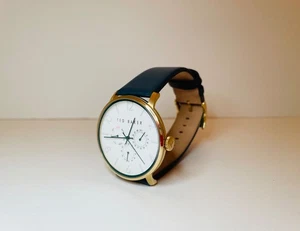Ted Baker Men’s Watch 10030764 Classic PVD Gold-tone SS Blue Band ~ VGUC Unworn - Picture 1 of 13