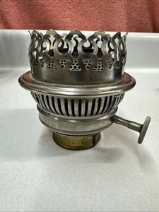 Antique Nickel Plated Solid Brass Rayo Oil Lamp Burner. Works Great - Picture 1 of 4