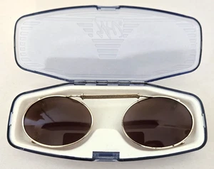 Occhiali da sole retrò metallo ovale clip-on vintage con custodia vetro SAV Preppy Cool! - Foto 1 di 12