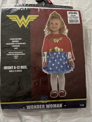 DC Wonder Woman Girl, Size Baby 6-12 Months, Halloween Costume 3 Pc: Dress, Cape - Image 1 of 4