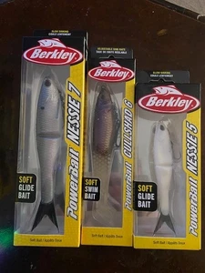 3 - Berkley Powerbait, Soft Glide Baits, 1 Nessie 7, 1 Nessie 5, 1 Cullshad 6 - Picture 1 of 2