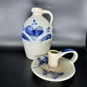 Rowe Pottery Salt Glaze #3 Jug Aand Candleholder - Picture 1 of 6