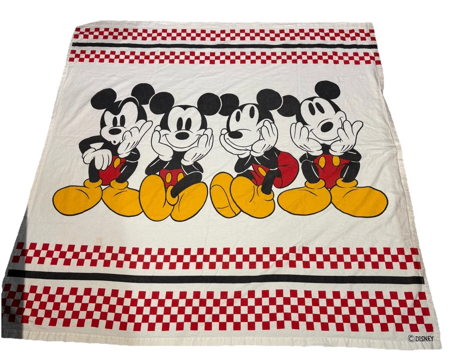 Cortina de ducha de baño vintage Disney Mickey Mouse 68x64 borde de tablero a cuadros Foto 1 de 4