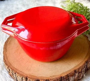 Copco D1 Denmark orange rot kleiner Dutch Oven Emaille Gusseisen 1,25 Quart Topf mit Deckel - Bild 1 von 4