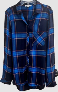 BEACH LUNCH LOUNGE Damen (PS) kariertes Tunika-Shirt mit Knopfleiste blau & schwarz neu ohne Etikett - Bild 1 von 13