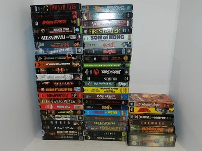 Huge lot of 50 VHS Movies Films HORROR Lots w/ Sleeves - Image 1 of 4
