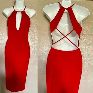 VESTIDO MIDI Form Fitting Rojo Movible Talla Pequeña - Imagen 1 de 7
