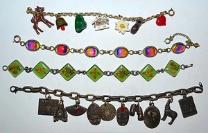#6 VINTAGE BRACELETS, LUCITE FLORAL SIGNED MEX 925, SARAH COV, CHARM BRACELETS - Bild 1 von 4