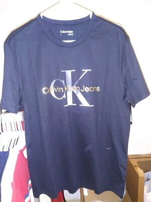 Calvin Klein Black w/ Silver & Gold Logo Men's S/S Size M Crew Neck NWT FREE S&H - Image 1 of 4