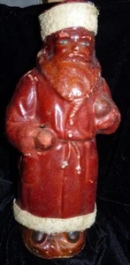 Vintage 11" Christmas German All Red Santa Claus Candy Container Paper Mache - Picture 1 of 8