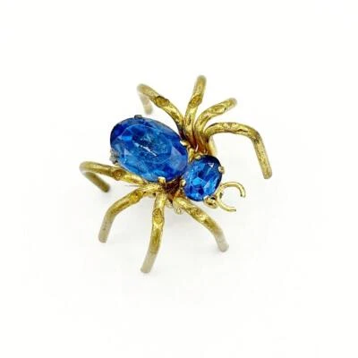 Vintage Art Deco Blue Czech Glass Spider Pin - Image 1 of 4