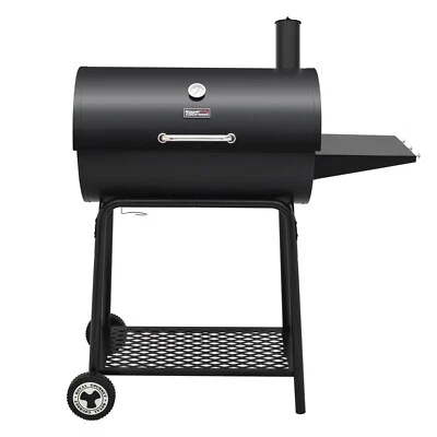 Royal Gourmet Barrel Charcoal Grill with Side Table Outdoor BBQ Barbecue Cooker