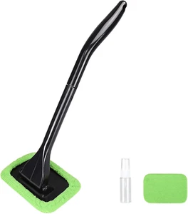 Windshield Cleaning Tool - Auto Glass Cleaner with Detachable Handle, Microfiber - Picture 1 of 8