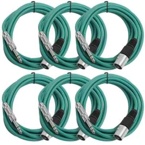 6 Pack of 10 Foot Green XLR Male to TRS Patch Cables PA DJ Cords - Picture 1 of 4