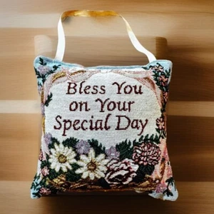 TAPESTRY PILLOW Door Hanger -Bless You On Special Day-Money Pocket Wedding Gift - Picture 1 of 10