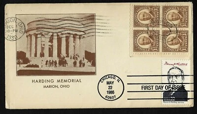 #684 1 1/2c Warren G,Harding Memorial Gorham Cachet FDCB4 + #2219a W/ FD Cancel  - Image 1 of 2
