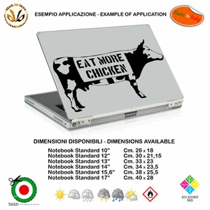 Adesivo notebook mucca bansky style sticker eat more chcken pvc cropped black - Bild 1 von 2
