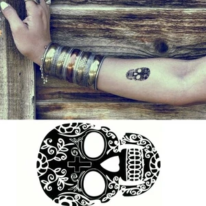 Temporäre Tattoos Totenkopf Design Skull Temporary Körperkunst Klebetattoo - Picture 1 of 3