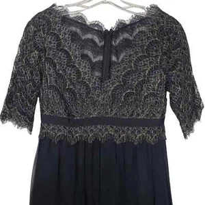 Marchesa Notte Kleid lang 6 Spitze durchsichtig schwarzgold dunkel romantisch - Bild 1 von 9