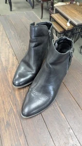 Frye Judith schwarze Lederstiefeletten mit doppeltem Reißverschluss Größe 7,5 M - Bild 1 von 10