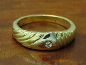 14kt 585 Bicolour Gold Ring with Diamond Decorations/3,2g/ Rg 51 - Picture 1 of 6