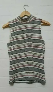 FOREVER NEW Designer Label Womens Stretch Stripe High Neck Blouse Top, Size XS - Picture 1 of 6