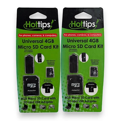 Hottips Universal 4GB Micro SD Card Kit with SD and USB Adapters x2 - Image 1 of 3