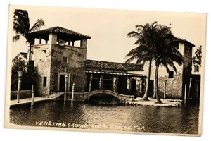 Vintage Unused Postcard Real Photo Venetian Casino Coral Gables Florida FL - Picture 1 of 2