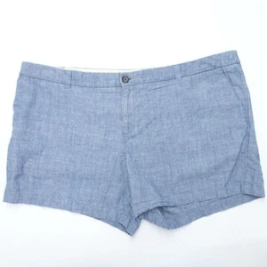 Merona Chino Shorts Women's 18 Blue Chambray 100% Cotton Mid-Rise Classic Fit - Picture 1 of 7