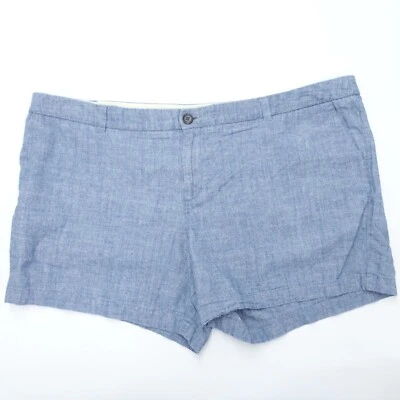 Pantalones Cortos Chinos Merona Para Mujer 18 Azul Cambray 100% Algodón Tiro Medio Calce Clásico Foto 1 de 4