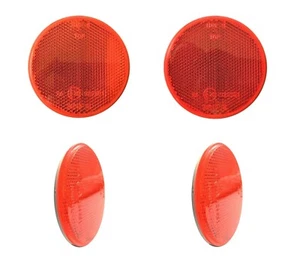 4x Rot Rund Reflektor 78 mm Rückstrahler Katzenauge Selbstklebend Anhänger SET   - Bild 1 von 6