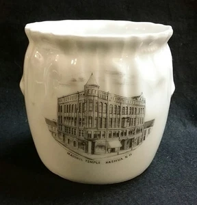 Masonic Temple & Armory Battalion Nashua N.H. Souvenir Porcelain Pinched Bag - Picture 1 of 1