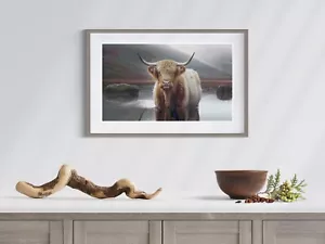 Highland Cow in a Field Counted Cross Stitch Pattern - Picture 1 of 3