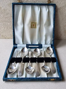 Antique Cased Set x 6 Hallmarked St Silver Old English Teaspoons Birmingham 1915 - Picture 1 of 8