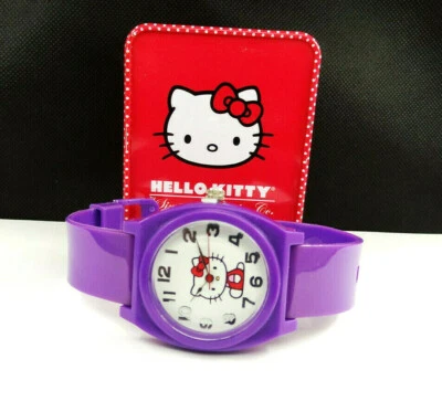 Reloj HELLO KITTY H3WL 1017 Resina Púrpura Correa Esfera Blanca $90 ~ GRAN REGALO  Foto 1 de 2
