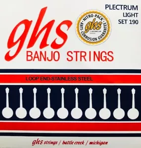 GHS 190 Stainless Steel Plectrum Banjo Strings; loop end light gagues - Picture 1 of 1