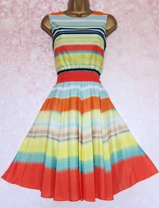 TED BAKER ~Sunset Stripe~ Dress UK 14 4 ~Party~ Wedding Floaty Skater Beautiful! - Picture 1 of 12