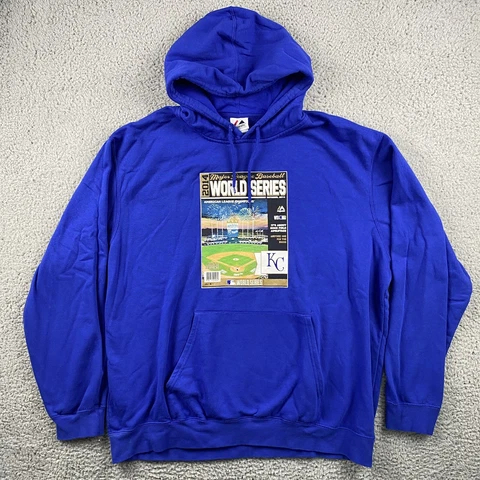 Majestic 2014 MLB Kansas City KC Royals World Series Blue Hoodie Men’s 2XL XXL Cover