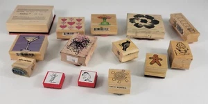 wood mounted rubber stamps lot - Picture 1 of 12