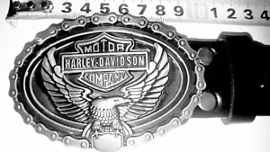 Genuine Leather Embossed 10cmHarley Davidson Buckle Mens Belt Premium Qlty - Picture 1 of 4