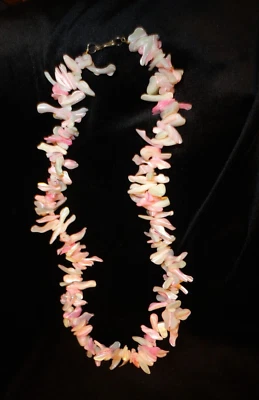 Collar Grueso 22" Largo Vintage Rosa Madreperla Concha Foto 1 de 4