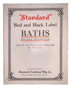 TRADE CATALOGUE, STANDARD SANITARY MFG CO, RED & BLACK LABEL BATHS, 1910, SCARCE - Picture 1 of 7