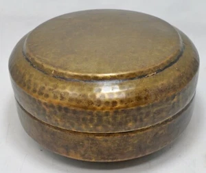 Antique Brass Round Chapati Bread Box Original Old Hand Crafted Engraved - Picture 1 of 8