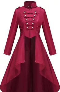 Steampunk Jacke Rot Burgund Wein Militär Viktorianisch Pirat Vamp Frack S - Bild 1 von 8